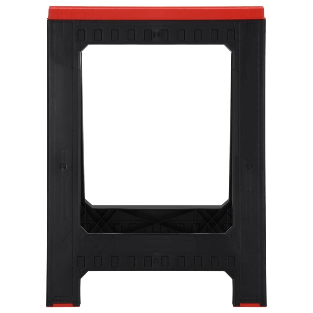 Mangloder - Juego de 2 caballetes de trabajo plegables, color negro y rojo, polipropileno, 58 x 41,5 x 77 cm, capacidad de carga 175 kg por caballete, plataforma de trabajo para taller, obra y garaje