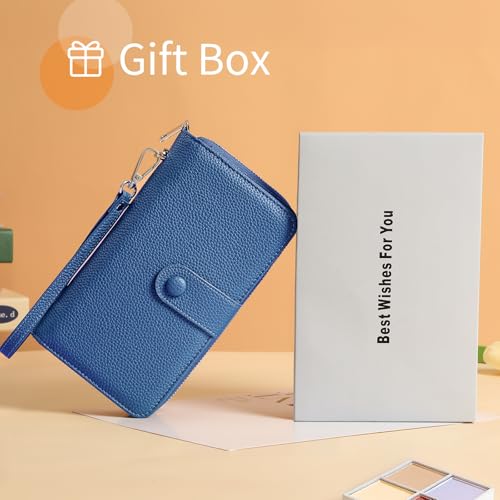 Image of Wristlet Wallets for Women RFID Blocking, Large Capacity Long Wallet Women Leather Credit Card Holder