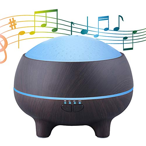 Diffusers for Essential Oils Large Room, Oil Diffuser Essential Oils with Bluetooth 300ml Essential Oils for Diffusers for Home with Music Player 2 Mist Mode 4 Mist Timer Auto off (Dark Wood Grain)