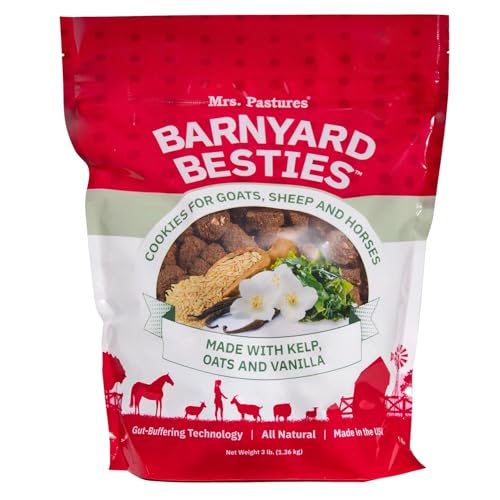 Mrs. Pastures Barnyard Besties - Cookies and Treats for Goats Sheep and Horses - Premium Treats - Made with Kelp Oats & Vanilla - Preservative Free - All Natural - Made in USA - (3lbs)