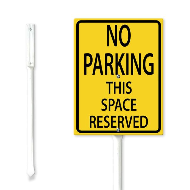 Geroclonup 11.5x15cm No Parking This Space Reserved Yard Sign with Stake Sturdy Aluminum Yard Sign Yard Plaque Sign Fade Resistant Lawn Decoration for Outdoor Use
