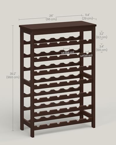 SONGMICS 42-Bottle Wine Rack Free Standing Floor, 7-Tier Display Wine Storage Shelves with Table Top, Bamboo Wobble-Free Bottle Holder for Kitchen Bar Dining Room Living Room, Espresso UKWR27BR - Image 6