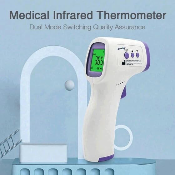 Thermomètre infrarouge à tête avant sans contact pour adultes & Les enfants, vite 1 Deuxième scanner numérique de température avec alarme de fièvre, mode Mute, rétroéclairé LCD Affichage & Rappel de mémoire