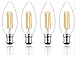 Price comparison product image Bonlux LED Candle Bulbs Dimmable B15 SBC Small Bayonet Cap 4W, Edison LED Filament Candle Bulbs Ba15d B15d Vintage LED Filament Light Bulbs Warm White 2700K Halogen Bulbs 35W-40W Replacement (4-Pack)