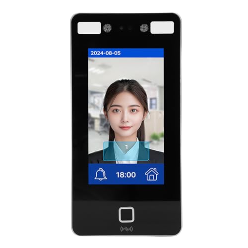 Fabater Máquina de Asistencia de Reconocimiento Facial Control de Acceso Dinámico de Alta Seguridad Tiempo de Asistencia para Empleados de Oficina ABS LCD de 7 Pulgadas