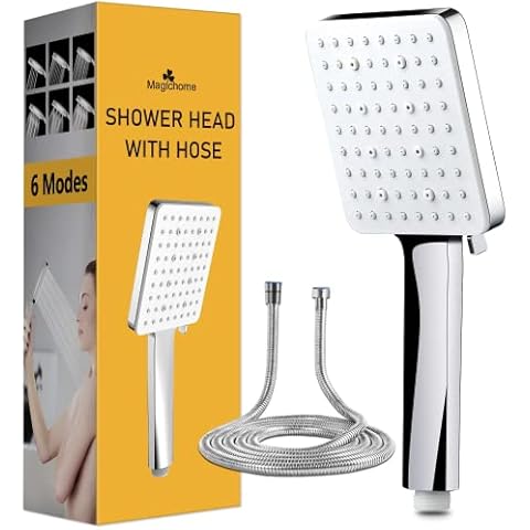 Shower Head and Hose, Magichome High Pressure Shower Head with 1.5M Hose , Universal Handheld Shower Head with 6 Spray Modes for Low Water Pressure Cover