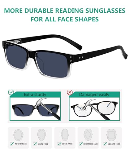 Image of Eyekepper Vintage Reading Sunglasses for Men - 5 Pack Grey Tinted Lens Readers +4.00