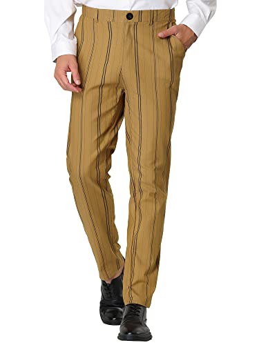 Lars Amadeus Men's Dress Striped Pants Slim Fit Flat Front Business Pencil Trousers