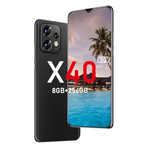 X40 Unlocked 5G Cell Phones 2024 Android 13 Mobile Phones With 24MP+50MP Camera 8GB+256GB 8-Core Smartphone 6.7' HD Screen 6200 mAh Long Battery smartphone Dual SIM Adnroid phone(Elegant black)