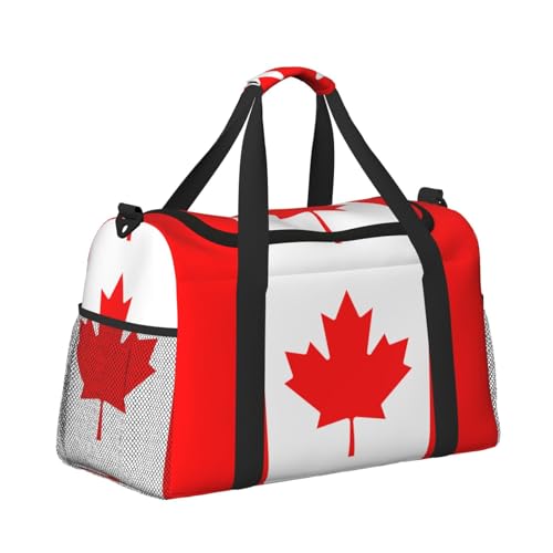 Canadian flag print Large Canvas Travel Duffel Bag Weekender Bags for Women Overnight Bag Carry On Tote Bag3