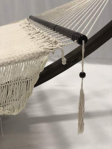 Petra Leisure Deluxe Hand Woven Beige Bohemian Chic Rope W/Tassels Hammock Bed. 2 Person Bed. 450 Lb Capacity(Stand Not Included) #TOP2