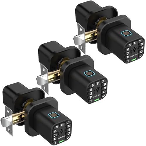 Richelock Fingerprint Door knob, Smart Biometric Door Lock with Keypad,