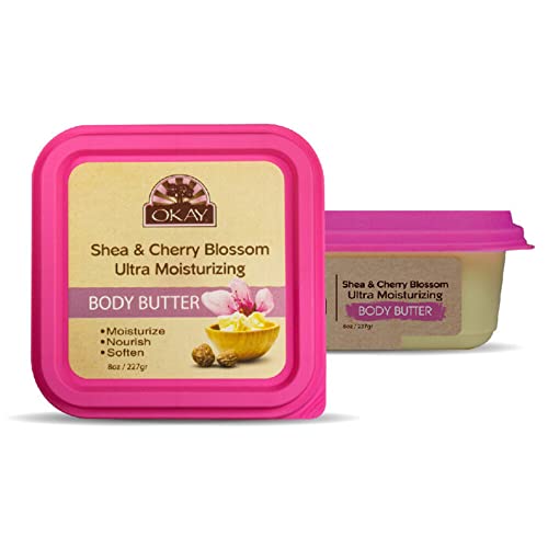 OKAY Shea and Cherry Blossom Ultra Moisturizing Body Butter 7oz weight (8oz jar size)