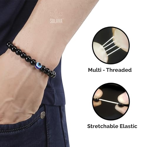 Original Crystal Bracelet with Lab Certificate for Men and Women with Evil Eye - Natural Energised Stone Bracelet for Healing, Willpower, Money, Protection, Wealth and Business - 8MM Bead