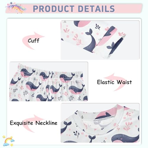 Cute Charming Whale Pattern Cute Pajama Sets Long Sleeve Top and Pants, Snug Fit Sleepwear for Night Wears4