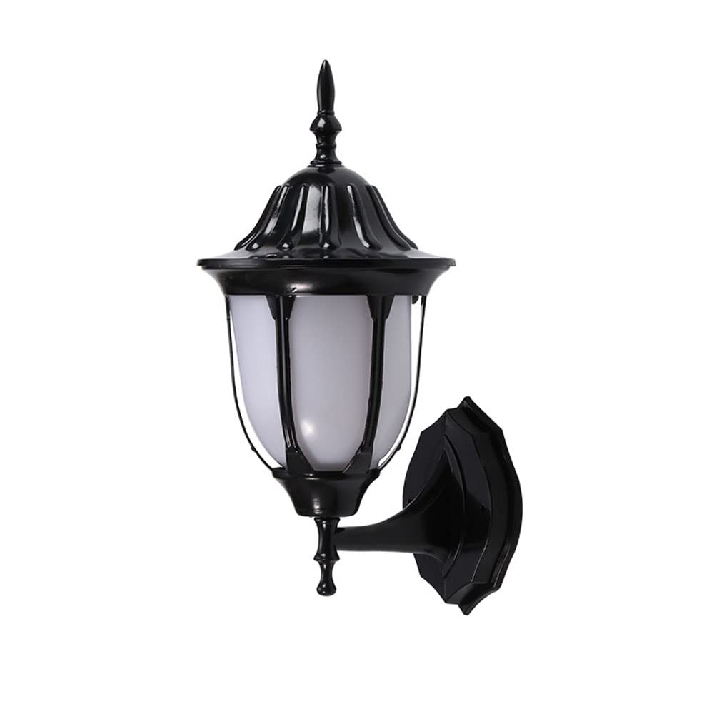 NHPJFDC European Retro-Style Outdoor Wall Light Fixture - Black Aluminum E27 Lamp for Garden, Balcony, and Courtyard
