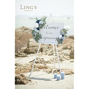 Alternative view of Ling's Moment Elegantes Hochzeitsschild mit Blumenmotiv (2 Stück) für Hochzeit, Party, Empfang, Eingang, Willkommensschild, künstliche Blumendekoration