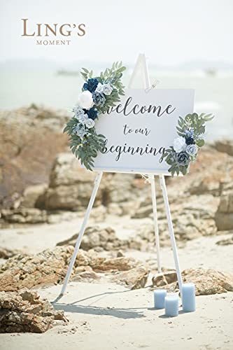 Ling's Moment Elegantes Hochzeitsschild mit Blumenmotiv (2 Stück) für Hochzeit, Party, Empfang, Eingang, Willkommensschild, künstliche Blumendekoration – Bild 3