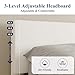 Allewie Queen Size Bed Frame with Adjustable Headboard, Faux Leather Platform Bed with Wood Slats, Heavy Duty Mattress Foundation, No Box Spring Needed, Noise-Free, Easy Assembly, White