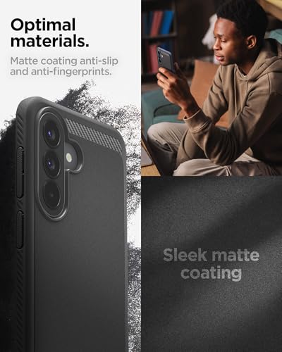 Image of Spigen Rugged Armor | Samsung Galaxy A57 5G Case [Air Cushion Protection] [Flexible] Galaxy A57 5G Back Cover | TPU - Matte Black