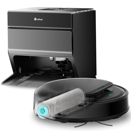 LEFANT M5 Pro Saugroboter mit Absaugstation, 75°C Heißwasser Moppwäsche, 18kPa All-in-One Staubsaugroboter Selbstreinigung, 8mm Mopp-Lift, 2.4/5GHz WLAN, Ideal für Tierhaare/Teppiche/Hartböd