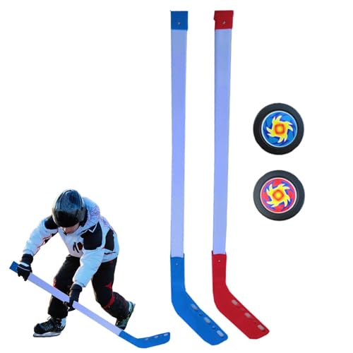 Kids Hockey Stick Set - 2 Pack Street Hockey Sticks, Kids Hockey Stick with 2 Ice Hockey, 70cm Ice Hockey Stick and Youth Hockey Training Accessoires for Perfect Hockey Starter for Boys Girls