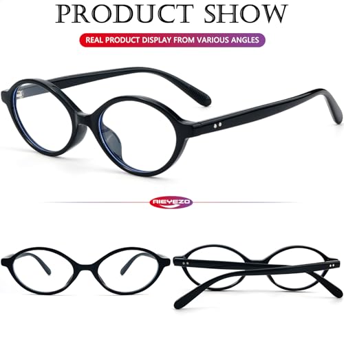 Image of AIEYEZO Small Oval Blue Light Glasses for Women Fashion Retro TR90 Oval Frames Computer Screen Glasses (Black)