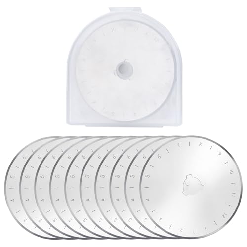 LEONTOOL - LEONTOOL 60MM Rotary Cutter Blades, 10 Pack Fabric Cutter Wheel, SK5 Sharp Replacement Rotary Blade Refill for Fiskars, Olfa, Quilting Scrapbooking Sewing Art Crafts Fabric Paper Leather Cutting Tool