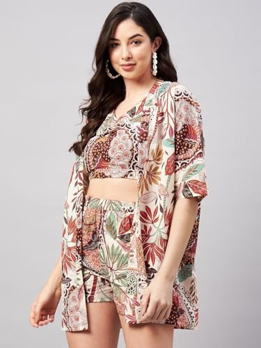 Image of Pujia Mills Woman Stylish Co-ord Set || Trendy Korean Summer Travel Outfit || Girls Pajama Set For Beach & Holiday Look