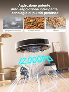 LEFANT M3 Robot Aspirapolvere e Lavapavimenti con Mappatura, Laser dToF, Aspirazione 12000Pa, Doppio Mop Rotante, Lavaggio Mop 45°C, Autosvuotamento 3,2L, Evitamento PSD, Asciugatura, WIFI/App/Alexa