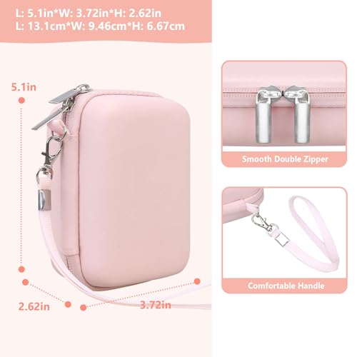 Image of Camera Case for Canon PowerShot ELPH 360 HS A, IXY 650 /ELPH 360 Camera Protective Case Storage Holder Travel Bag with Wrist Strap, Mesh Pocket for Battery Pack, USB Cable, Pink