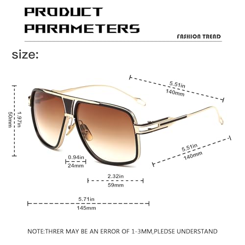Image of Aviator Sunglasses for Men Retro Fashion Gold Oversized 70s shades | Disco Party Casual Lentes De Sol Hombre Large Big Designer 70s Outfits Sun Glasses Cool Metal Vintage Stylish Tinted Eyewear
