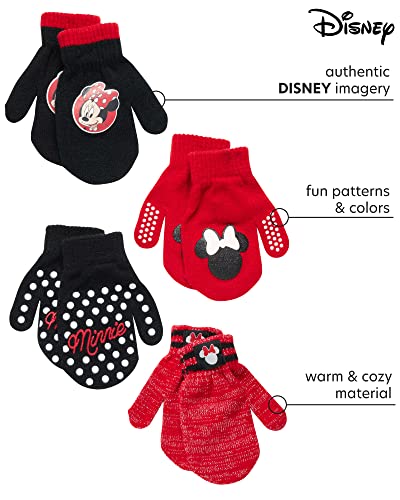 Disney Girls 4 Pack Gloves or Mittens : Minnie Mouse, Size Age 2-4, Red - image 2