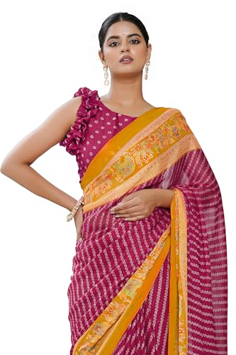 Image of MIRCHI FASHION Saree for Woman | Chiffon Floral Printed Breathable Occasional Sari with Blouse