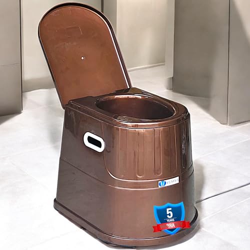 Image of Veayva Heavy Duty Portable Indian Toilet to Western Convertor | Toilet Stool | Toilet Commode for Patients | Indian Commode Stool | Portable Toilet Seat for Adult, Handicap People, BROWN METTALIC