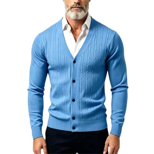 Chaqueta de punto hombre con botones y manga larga de estilo abierto