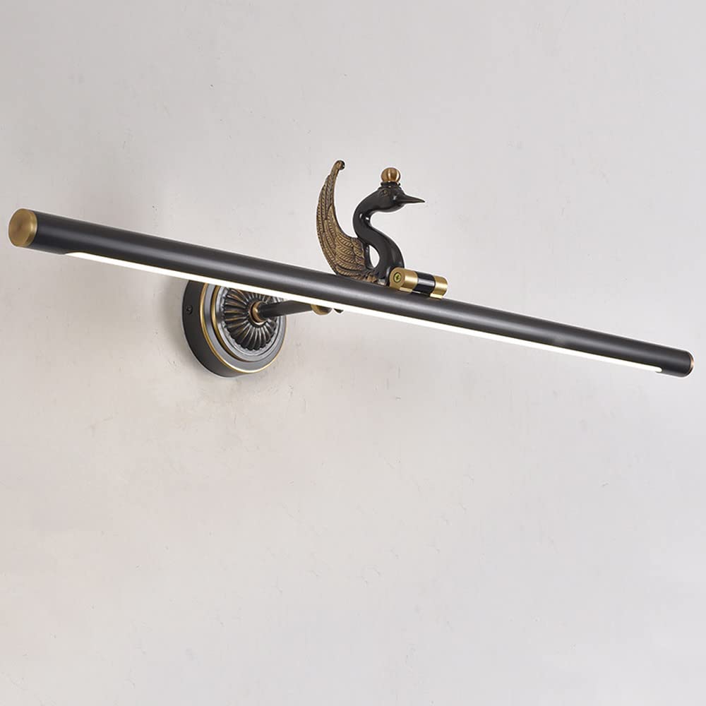 HPTHLY Copper Vanity Lamp Retro Linear Bathroom Light Fixture, Vintage Mirror Front Lighting Fitting, Adjustable Vanity Wall Sconces Bar Mirror Lights For Po(Black-100Cm)
