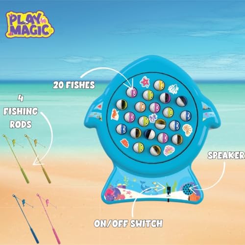 Image of PlayMagic Musical Fishing Board Game |Board Fish Game with Rotating Pond,21 Fishes&4 Fishing Poles|Sound Toy 4+Yrs|Indoor Musical Toy|Skill Development|Birthday /Return Gifts for Kids|Made in India