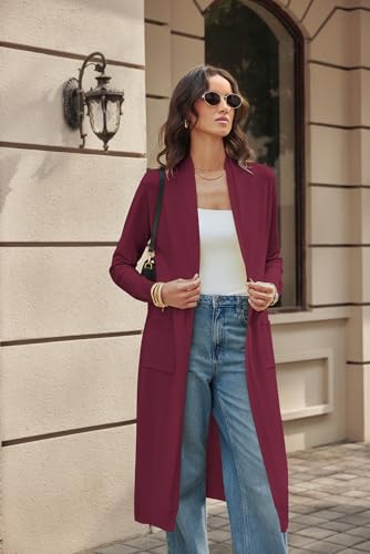 Image of GRACE KARIN Essential Solid Open Front Maxi Long Knitted Cardigan Sweater for Women