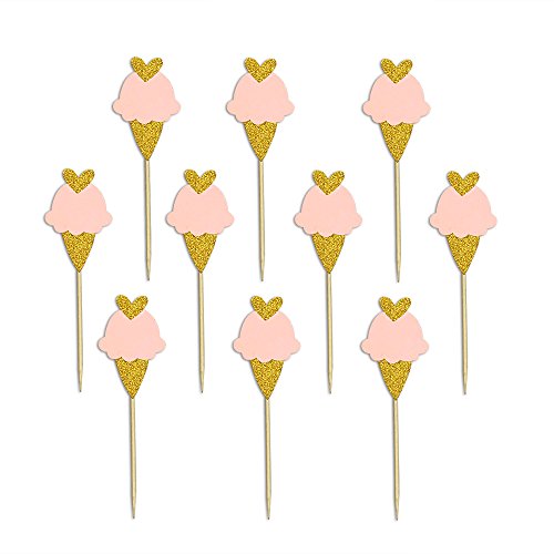 Summer Cool Ice Cream Cake Cupcake Toppers Picks for Wedding Birthday Baby Shower Kids' Party Summer Themed Party Decorations 20 PCS