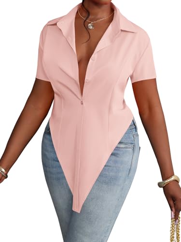 Image of LYANER Women's Collar V Neck Y2k Tops