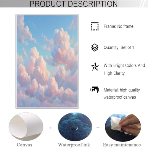 Cuadro en lienzo GDJSMIN de nubes del cielo de 60x80 cm para decoracion de pared 6