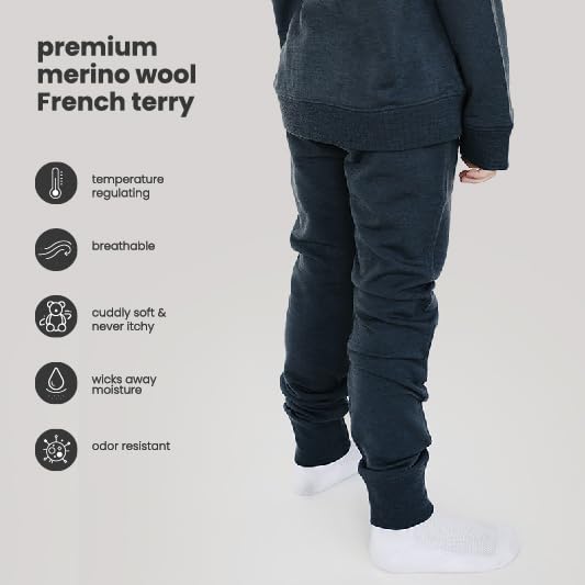 Woolino Merino Wool Kids Jogger Pants with Pockets, Super Soft and Cozy Sweatpants for Boys and Girls, All Season Comfort2
