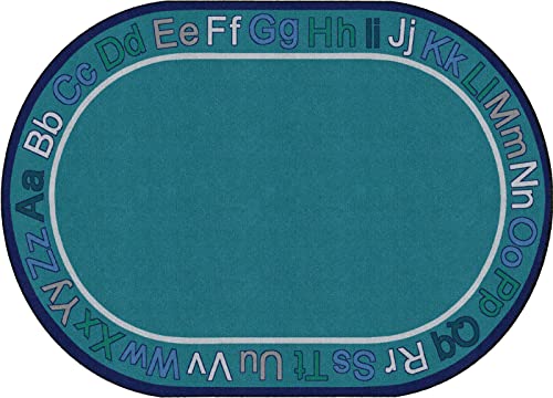 Flagship Carpets Know Your ABCs Educational Oval Area Rug for Home Learning or Classroom Mat, Kids Room or Playroom Carpet, 6' x 8'4