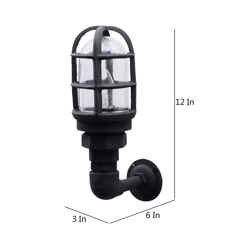 Image of ELIANTE Metal Outdoor Wall Light Black for Living Room, Bedroom, Dining Room, Kitchen | 3 Years Warranty | Free - LED LAMP