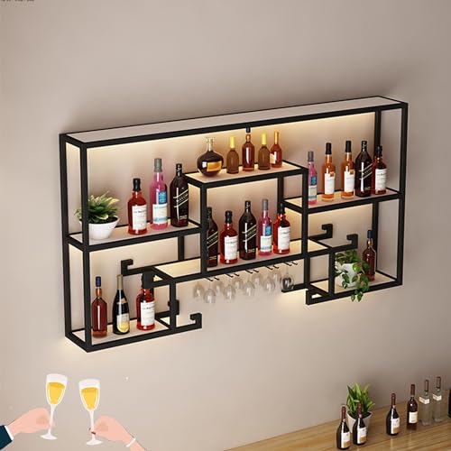 Support de verre à vin suspendu réglables en métal noir pour bar et plafond