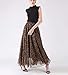 L'VOW Women's Elastic Drawstring High Waisted Leopard Print Skirts Pleated Shirring Maxi Skirt (Brown, M)