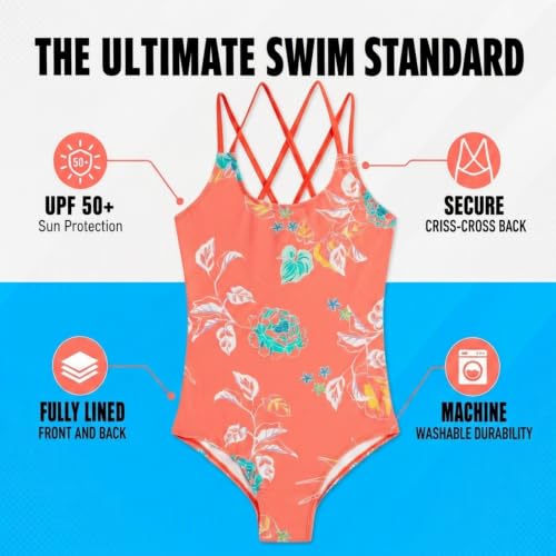 Image of Kanu Surf Girls' Reese UPF 50 Beach Sport Criss-Cross One Piece Swimsuit