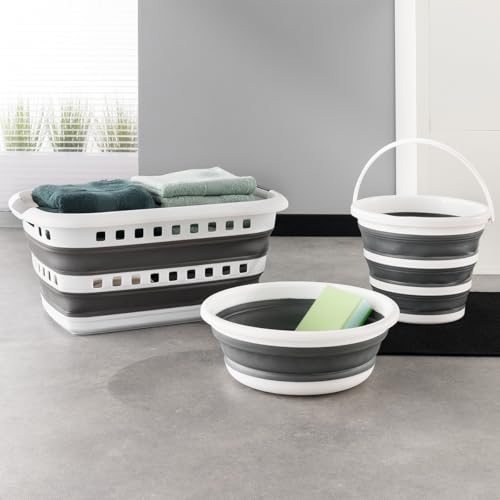 Miniatura 7 de 5 Five Simply Smart 5five - Cesto De Ropa Plegable De 45 L - 3 Asas Ergonómicas - Cesto De Ropa Retráctil Rectangular - Gran Capacidad - Gris Y Blanco