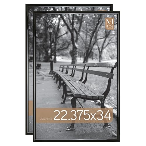 MCS Trendsetter 22.75x34 Poster Frame Black High-Gloss, Vertical & Horizontal Wall Hanging Large Picture Frame for Photos, Posters & Art Prints (2-Pack)